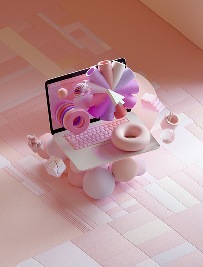 Pastel UI 3d 3d illustration abstract c4d cinema4d design illustration octane octanerender ui