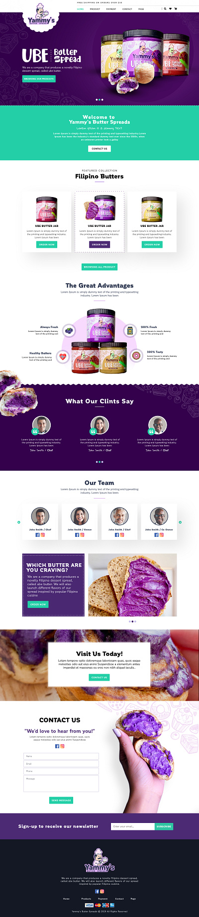 Yammy s Butter Spreads website design best website branding clean color creative design latest design photoshop ui ux webdesign website