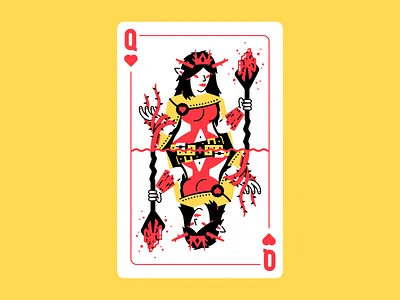 Queen of life card card design character crystal deck of cards druid druidess elf forest hearts illustration magic magician queen queen of hearts rpg staff thierry fousse thorns vines