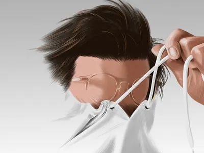 Immerse artwork brush digital painting drawing dribbble best shot hood illustration negative space portrait realism skintone wacom
