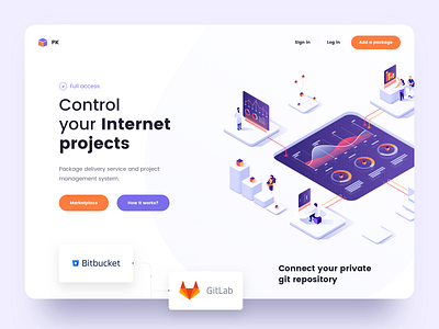 Ladning Page Design clean design icons illustration illustrator landing orange page promo purple ui ux