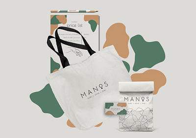 MANOS Branded Stationary bag design branding and identity branding concept business card business card design business card design ideas logo package design packaging pattern pencil polygraphy pricelist printables stationary typography vector