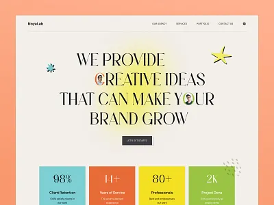 Creative Agency Website Design agency agency website branding business colorful creative digital agency homepage landing page design minimal product design ui ux web design website design website header