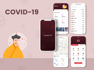 Covid 19 App UI android app app ui covid 19 covid app ui ios app material ui mobile mobile app ui mockup news ui ux vector virus