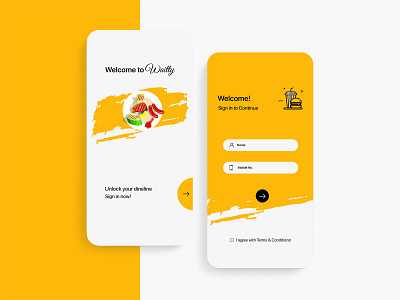 Food App: Login Screen android app app ui design application design food app ui food delivery app illustration ios app login screen login ui mobile app mockup ui uidesign ux vector yellow ui