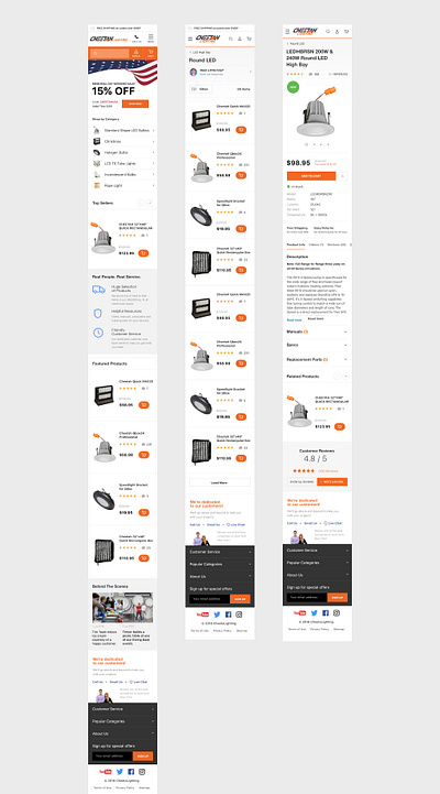 Cheetah Lighting. Website design cheetahstand.com category page commercial ecommerce electrical filters help lighting magento 2 minimal mobile design mobile ui orange personnel responsive shop store store design ui webdesign website