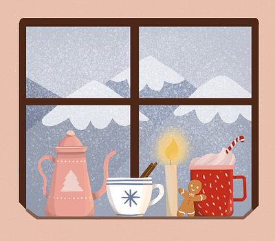 Hot beverage and snow christmas design digital art digital illustration illustration illustration art vector art vector illustration winter