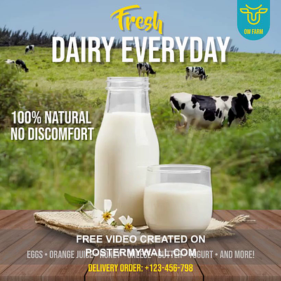 Farm Fresh Dairy Post - Dairy Flyer - Farm Promotion breakfast ad template business corporate cow milk dairy products design flyer food leaflet milk ads milk cow flyer ad template poster