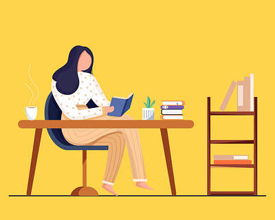 Reading Book Illustration app design artwork besnik besnik agency colorful illustration creative design agency digital illustration illustration illustration art illustrations lineart reading illustration webapp design webdesign