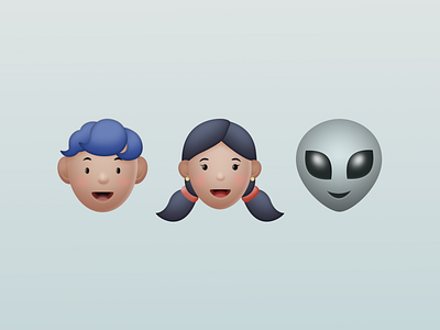 Flying Heads in Figma 3d 3d hands alien boy emoji figma flying saucer fruits girls gradient illustration memoji orange shadows vector volume watermelon