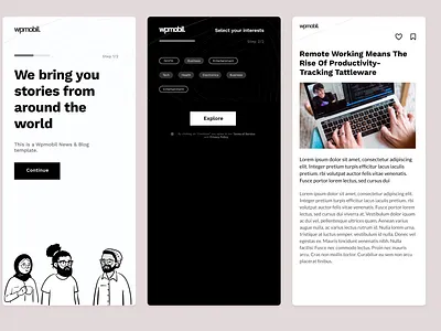 News Mobile Application app design illustration minimal minimalism mobile mobile app typography ui ux