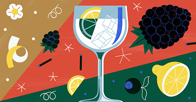 Stylist x Gordons Gin - Festive Cocktails cocktails colour design editorial editorial illustration food illustration print travel