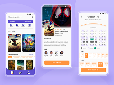 Movie Ticket App Concept cinema mobile ui movie movie app movie ticket purple shop ticket ticket app ui