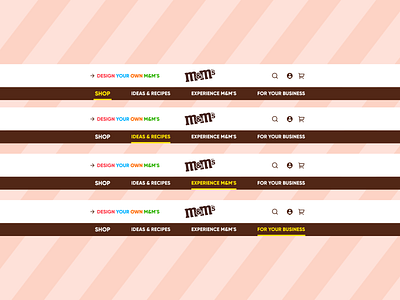 m&m's Header Navigation branding chocolate dailyuichallenge header logo navigation navigation bar ui ux web webdesign