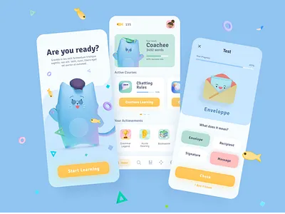 Cattish Dictionary App 3d 3d illustration app design design edtech education illustration mobile app ui ux