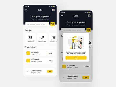 Delivery App app courier delivery delivery app delivery service delivery status delivery truck design dribbble track