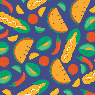 taco tuesday collage corn food hispanic illustration limes spicy tacos