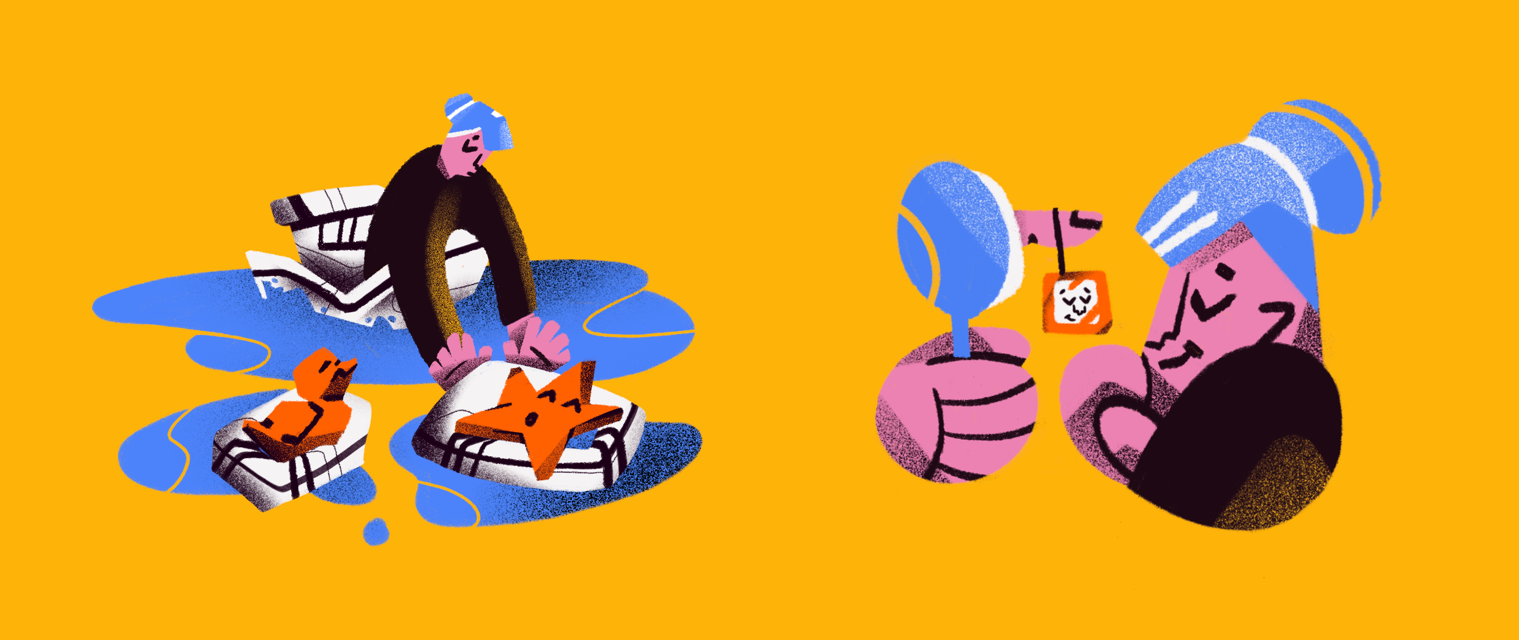 Impostor syndrome character help illustration impostor syndrome inflatable circle procreate psychotherapy sea ship star