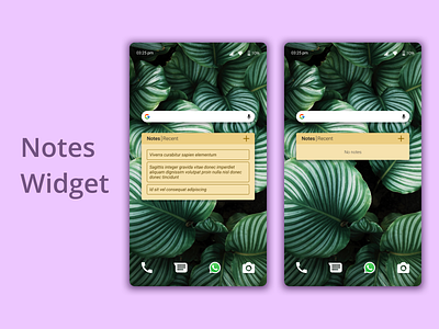 DailyUI Challenge 065 - Notes Widget android daily 100 challenge dailyui dailyui 065 dailyuichallenge home screen mobile design mobile ui notes notes widget ui ui design widgets