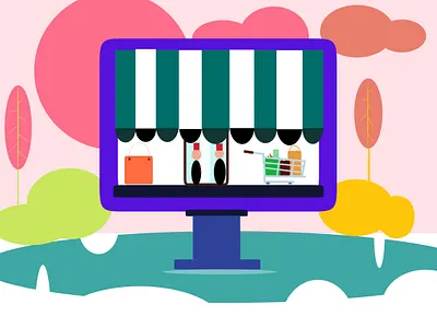 ONLINE SHOPPING THE FUTURE branding editing graphic design illustration illustration art logo designs logo making mobile app design typography vector