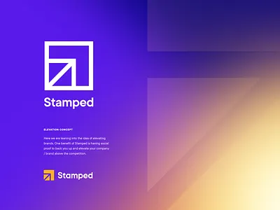 Stamped logo concept arrow branding elevate grow icon identity design illustration logo design mark social stamp stamped typography ui unfold