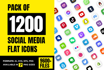 Social media icons set bundle flat icons icon icons icons set logo modern icons monogram pack social social media social media icons web icons