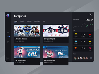 Esport flow 🤟 allstars calendar challange congratulation dark dashboard esport esports flow game hockey live live event match nhl points table team waiting