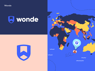 Wonde - Brand Strategy brand data education illustration map school scribble security shield world