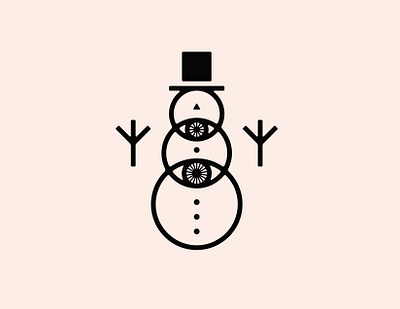 Deconstructed Snowman abstract christmas design digital art double meaning eye flat holiday icon illustration lineart logo minimal snowman tattoo vector wit