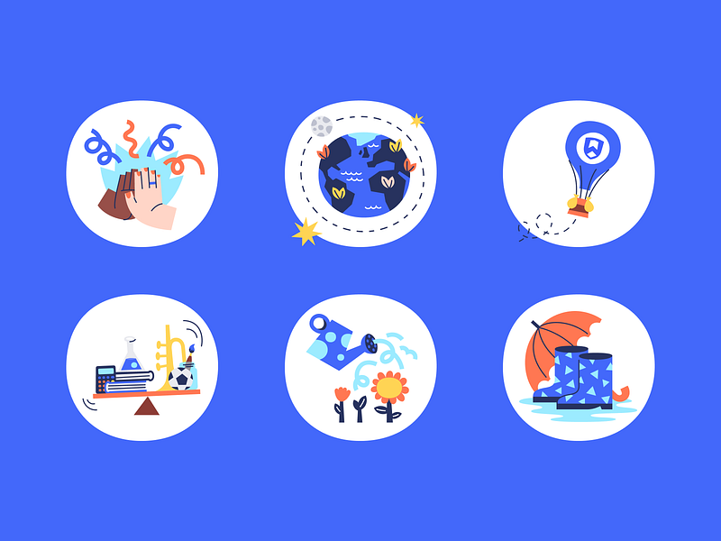 Wonde - Spot Illustrations balloon brand branding dragon education globe illustration kids school spot