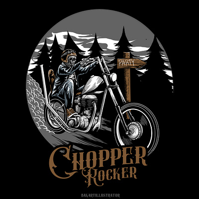 chopper motorcycle illustration merch tshirt design