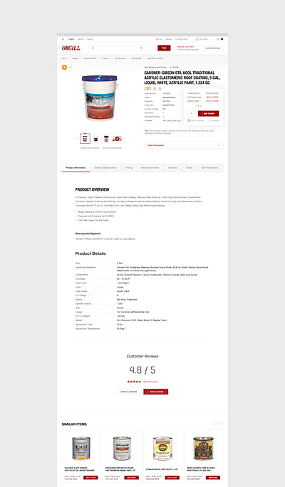 Product page for Orgill website branding design catalog ecommerce elements hardline identity minimal product product design product page product page design red responsive retail shop store ui design web webdesign