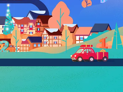 Santa's on his way 🚗 christmas cute france illustration road santa