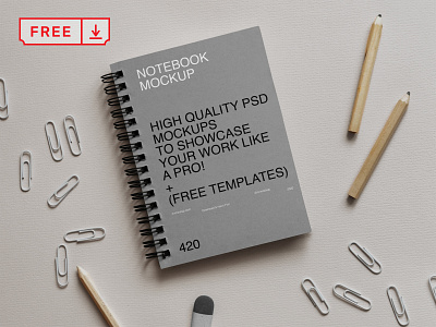 Free Simple Paper Notebook Mockup branding cover design download free freebie identity logo mockup notebook psd template typography