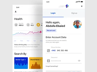 Water App app concept login person ui uiux ux water