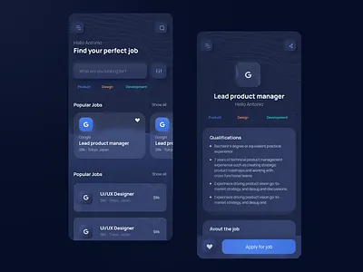 Recruitment Application - Dark UI dark ui