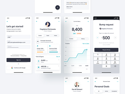 Team Management App Concept — 1 amount clean data data visualization design graph leader money money management profile progress salary singup team to do ui