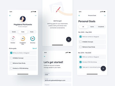 Team Management App Concept — 2 avatar chart clean clean ui data donut fab goal goals illustration leader management money profile team to do