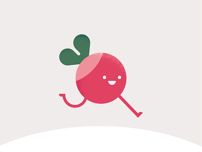 Eat your veggies character cute eat face food fuchsia geometric green illustration kawai leaf minimalist pink radish round running vegetable