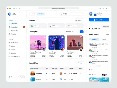 Nefty - NFT Dashboard Interaction ux