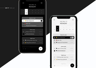 ToDo List app app design calendar daily ui design figma interface manager minimal mobile ui navigation planning simple task todolist ui uidesign uxui 디자인 앱