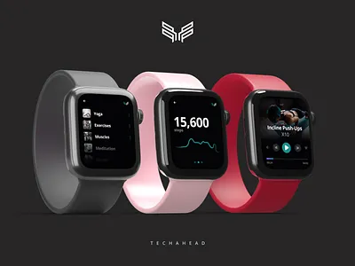 Fitness app 2d 3d black fitness grey health minimal watch watch ui