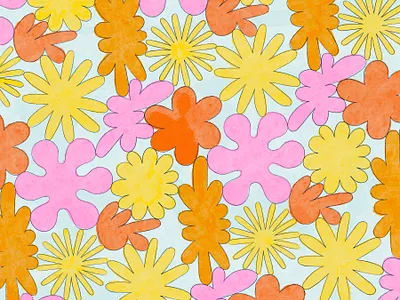 Retro Sketch 60s 70s flowers geometric paint retro shapes sketch texture wallpaper watercolor