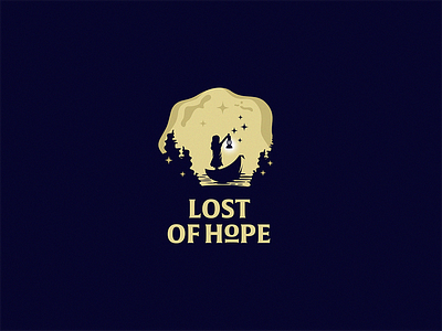 Lost of Hope boat cute logo fairy tales forest logo girl halloween logo hope logo identity lantern logo logodesign logotype lonely girl lost logo mystic night logo rivers searching logo series witch logo wood logo