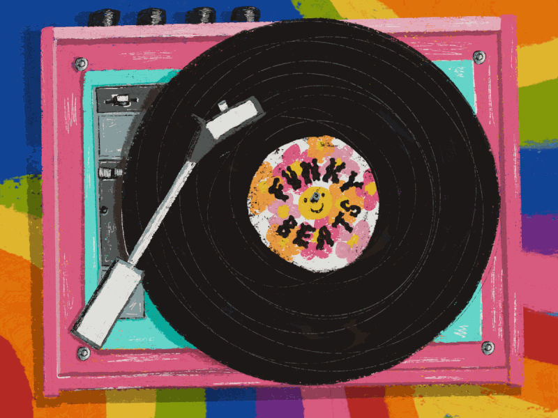 Funky Beats animation bardotbrush fun funk funky beats illustration makingarteveryday music record player