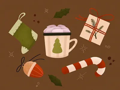 christmas card childrens illustration christmas christmas card christmas flyer christmas set christmas tree color cute design illustration marshmello marshmellow new year procreate procreate art procreate brushes sock texture toy winter illustration