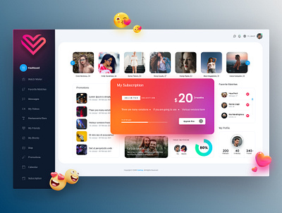 Dating Dashboard dashboad dating design love minimal ui ux web website