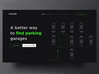 Parking Space finder landing page adobe xd animation app design clean clean design creative design illustration landing page parking app parking lot ui vector