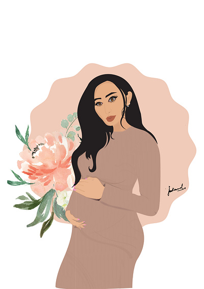 vector illustration of pregnant lady illustration