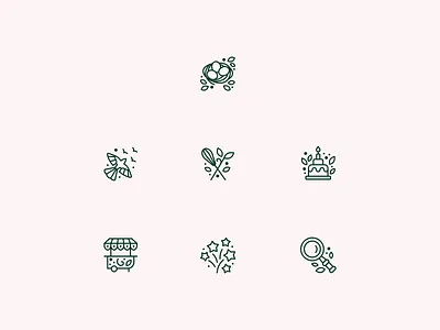 Icons for confectionery bird branding cake confectionery design dribbble food icon icon line iconcollection iconset logo logo line logotype ui vector